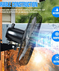 Side view of Outdoor Oscillating High Velocity Wall Fan With 4750 CFM Heavy Duty Weatherproof Motor in a weatherproof outdoor setting