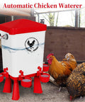 3 Gallon Automatic Chicken Waterer with 5 Foot Pipe and Five Red Nipple Cups Float Control Poultry Gear for hydration