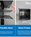 2U Finger Duct Cable Manager Panel With Cover For 19 Inch Racks 3 Inch Depth, showing flexible duct and steel frame