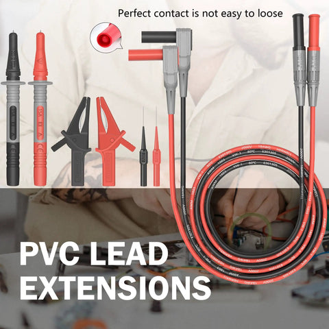 Double Insulated Multimeter Test Lead Kit With 4mm Banana Probes Alligator Clips And 0.7mm Needle Probe Heavy Duty Leads
