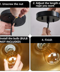 Installation steps for Black Farmhouse Pendant Lights Matte Finish Industrial Vintage Dome Hanging Light Fixtures