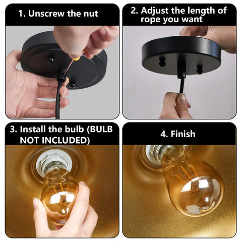 Installation steps for Black Farmhouse Pendant Lights Matte Finish Industrial Vintage Dome Hanging Light Fixtures