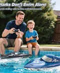 Father and son playing with High Speed Predator Hull RC Boat For Kids And Adults Waterproof 2.4GHz Remote Control in pool