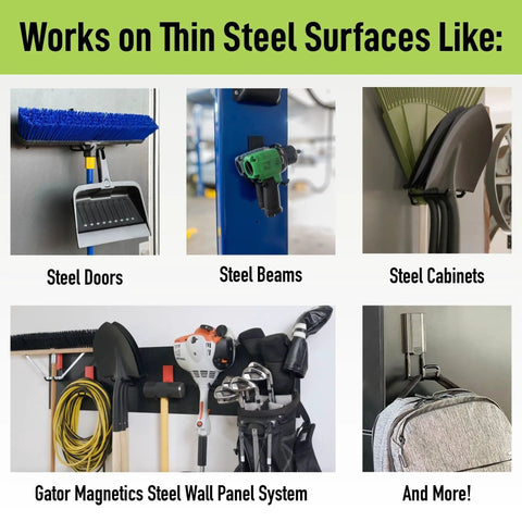 Heavy-Duty Magnetic Hooks For Steel Surfaces Two Size 2.5-Inch And 4-Inch Open Hooks With Easy Release And Non-Slip Grip holding tools