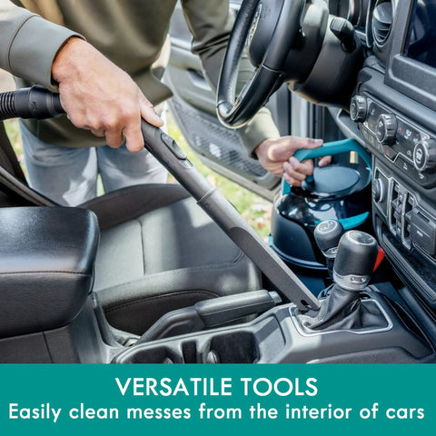 Using 3 Gallon Bagged Canister Vacuum For Home And Shop Lightweight With Powerful Suction Includes 3 Cleaning Tools And Washable Filter to clean car interior