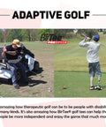 Adaptive golf with two golfers on a course, demonstrating inclusivity and accessibility in sports for individuals with disabilities.