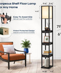 72 Inch Floor Lamp With Dope Shelves And Drawers For Living Rooms And Bedrooms Tall Sturdy Standing Lamp With Built In Storage