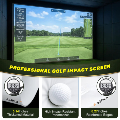 3D Air Mesh Golf Impact Screen for Home Practice And Indoor Outdoor Swing Training, Thick HD Projector Screen, 8.2 X 8.2 Ft