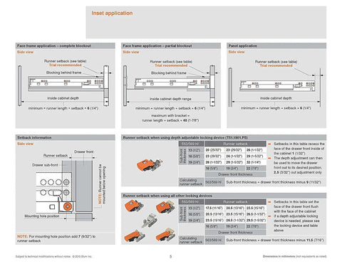 Diagram showing installation guide for Go-To 15 Inch Tandem Drawer Slide Kit With Soft Close, Whisper Quiet Action and locking devices.