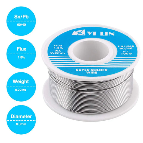 60 40 Tin Lead Rosin Core Solder Wire 0.8mm 100g For Electrical Soldering spool with specifications