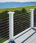 100 Pack One Eighth Inch Black Cable Railing Kit With Left And Right Swage Lag Screws For Wood Posts on deck overlooking ocean