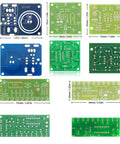 Circuit boards for Five-Project Soldering Practice Kit With DIY Electronics Projects Including Tesla Coil Wireless Light.