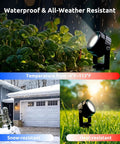 8 Pack Smart RGBW Outdoor Landscape Lights With IP65 Waterproof, Low Voltage, App And Remote Control in garden and snow.