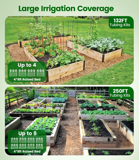 250 Ft Drip Irrigation Kit With Half Inch Tubing And Quarter Inch Dripline Plus Quick Connect Fittings used in garden beds