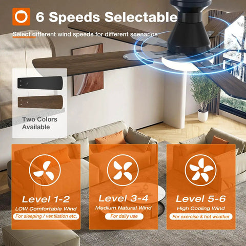 Two Pack 48 Inch Black Ceiling Fans With Lights And Remote Control, Reversible Blades, Dimmable 3CCT Lighting in living room