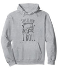 Kickin Bangkok Vibes Tuk Tuk Rickshaw And Italian Scooter Graphic Pullover Hoodie For Rad Auto Drivers And Southeast Asia Travelers Classic Fit Unisex Midweight Streetwear in grey with a retro illustration.