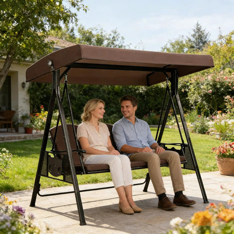 Weatherproof 75 By 47 Inch Universal 3 Seat Swing Canopy Replacement Top Cover For Outdoor Patio Garden Beige Top Only