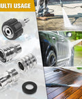 Aezpc stainless steel pressure-washer quick-connect adapter kit, 8 pcs; M22-14/15mm swivels to 3/8" QC and 3/4"-to-1/2" QR.