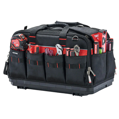 TradeStack Tool Bag With Wide Opening Dual Sided Access, Ultra Durable 1680 Denier Polyester filled with tools