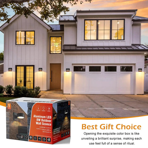 Durable Aluminum Outdoor Porch Sconce Light Waterproof Exterior Wall Lamp 8W AC LED 3000K Warm White on house wall