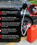 Gas Transfer Pump With Auto Stop Sensor And 30 Second Beep, 3.2 GPM Quick Fuel Transfer, Overfill Protection, 51 Inch Hose