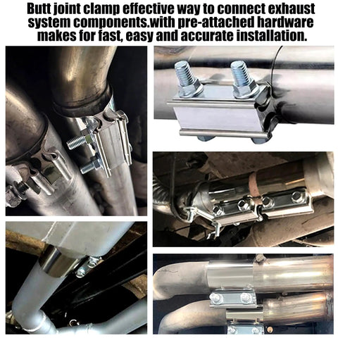 3.5 Inch Exhaust Clamp For Butt Joint Pipes - Stainless Steel Band Clamp Sleeve Connector, 360 Degree Seal in various angles