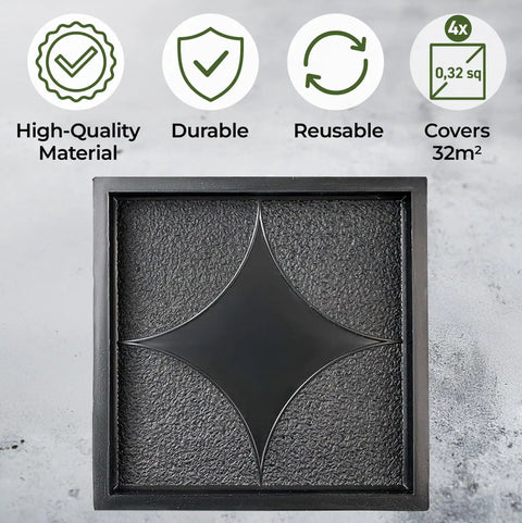 Plastic Molds Concrete Set For Patio Paving 4 Pcs Big Pathmaker Reusable Cobblestone Walkway Forms, single mold close-up