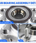 Detailed view of Front Wheel Bearing Hub Assembly 5 Lug Replacement For Nissan Rogue 2014 To 2023, showing fixing holes and bolts