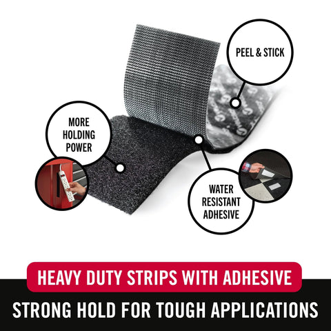Velcro Brand heavy-duty adhesive fasteners, black 4x2 in strips with Peel & Stick adhesive (8 sets)
