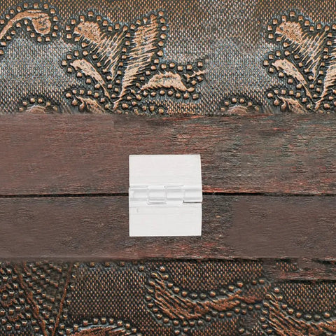 Clear Self Adhesive Folding Hinge Set, Acrylic 20 Pack With Double Sided Backing on wooden textured surface.