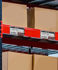 Heavy Duty Magnetic Pallet Rack Sign Holder, 25 Pack Vinyl Label Sleeve With Side Opening, Warehouse Shelf Card Pocket, clear labels on storage rack.