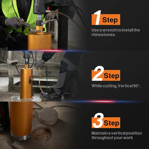 Pro Grade Wet Concrete Core Drill Bit, 4 Inch Diamond Hole Saw For Drilling Concrete And Masonry, 16 Inch Depth, installation steps