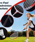 Outdoor Badminton Net Set With Anti Sag Winch System, 20ft Net, 4 Rackets, 3 Shuttlecocks, player hitting shuttlecock