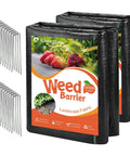 Heavy Duty Weed Barrier Landscape Fabric 3 Foot By 100 Foot Premium Permeable 3.2 Ounce Ground Cover For Gardening And Farming With 20 U Shaped Pegs Weed Control Mat with pegs