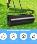 Heavy Duty Lawn Roller Water Or Sand Filled Steel Drum Roller With U Shaped Handle 24 x 13 inches on grass lawn