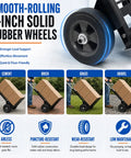 Heavy Duty Folding Hand Truck Dolly With 8 Inch Puncture Resistant Tires 650 To 800 Lb Capacity on various surfaces