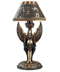 Isis Goddess Desk Table Lamp Egyptian Mythology Decor Sculptural Stone Resin Accent Light in Black and Gold Finish