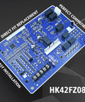 Zero Stress HK42FZ086 Replacement Control Board For Carrier Payne Bryant Furnaces, blue circuit board detailed view.