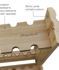 Close-up of solid pine construction and design details of Double Sided Fishing Rod Holder That Stores Up To 16 Rods For Saltwater And Freshwater Gear Perfect Garage Organization And Room Storage For Fishing Rods Tackle Gear And Accessories
