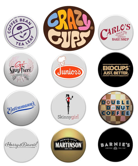 Bold Dark Roast Coffee Pods Variety Pack 40 Count For Keurig K Cup Machines Single Serve Cups World Roasts French Roast Espresso Roast Italian Roast Rich Flavor; brand logos displayed on coffee pods including Crazy Cups, Guy Fieri, and more.