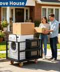 Premium Foldable Platform Truck Cart For Stress Free Living Room Moves Rock Solid Collapsible Utility Dolly with boxes and appliances.