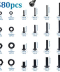 580 Piece Hex Socket Cap Screws Set With Nuts And Flat Washers, M2-M5 Sizes, 8-20mm Lengths, 304 Stainless Steel Hardware Kit