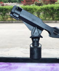 360 Degree MiniPort Fishing Rod Holder Set With Track Mount Base Kit No Tool Needed Quick Release Rod Socket System Universal Kayak Rail Or Hull Mount Includes 2 Round Bases And All Installation Accessories, black kayak rail mount