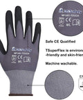 Spandex Liner Nitrile Coated Work Gloves NP1001 12 Pair Large Pack with micro foam grips detailed view.