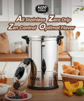 Front view of a 40-Cup Commercial Coffee Urn With Percolator, 6L Electric Coffee Pot on kitchen counter, stainless steel.