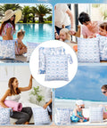2 Pack Wet Bags Reusable Waterproof Wet Dry Bags For Travel Beach Pool Bathing Diapers Dirty Clothes Gym Gear With Zippered Pockets Sea Shell Blue And White Design 14.5 x 12.5 Inches Stroller Ready in various lifestyle settings.