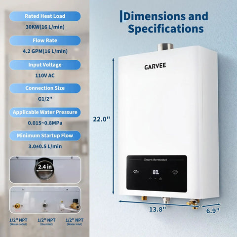 Indoor Tankless Water Heater Hands You Sweet On Demand Hot Water Powered By Pure Natural Gas Efficiency And A Clean Digital Dashboard dimensions and specifications