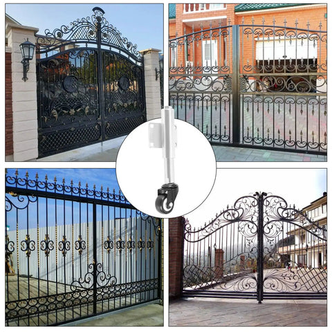Two Inch PU Gate Wheel 2 Pack Heavy Duty Spring Loaded Gate Caster for metal fence gates, 110lbs load capacity.