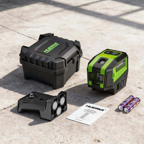 5 Point Self Leveling Laser Level With Plus Mode For Precise Plumb Dots And Level Lines 360 Degree Magnetic Base next to case