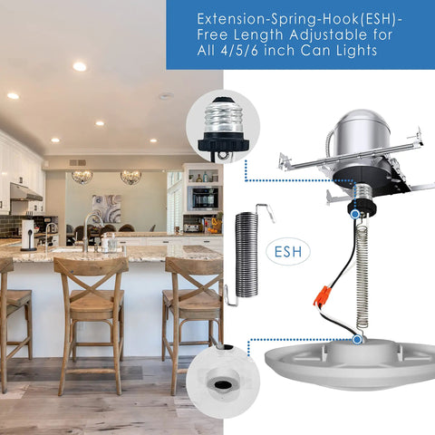 7.5 Inch LED Disk Lights Kit For Ceiling Surface Flush Mount, No Fuss Dimmable 15W Equal 100W, 5000K Daylight with extension spring hook in kitchen setting